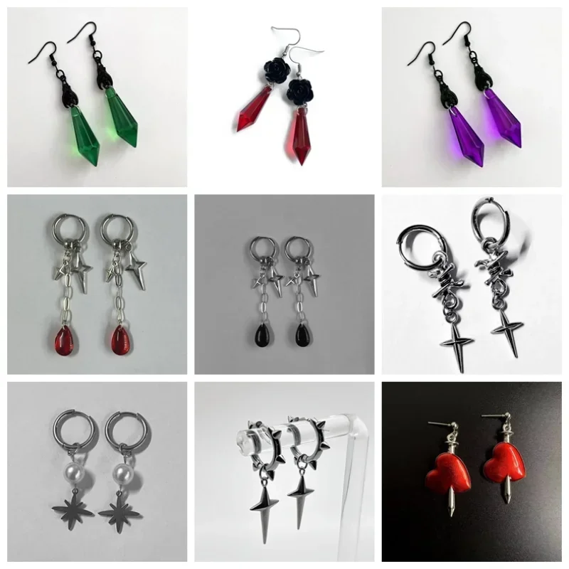 Women'S Vampire Accessories - Brincos góticos de vampiro escuro, morcego,