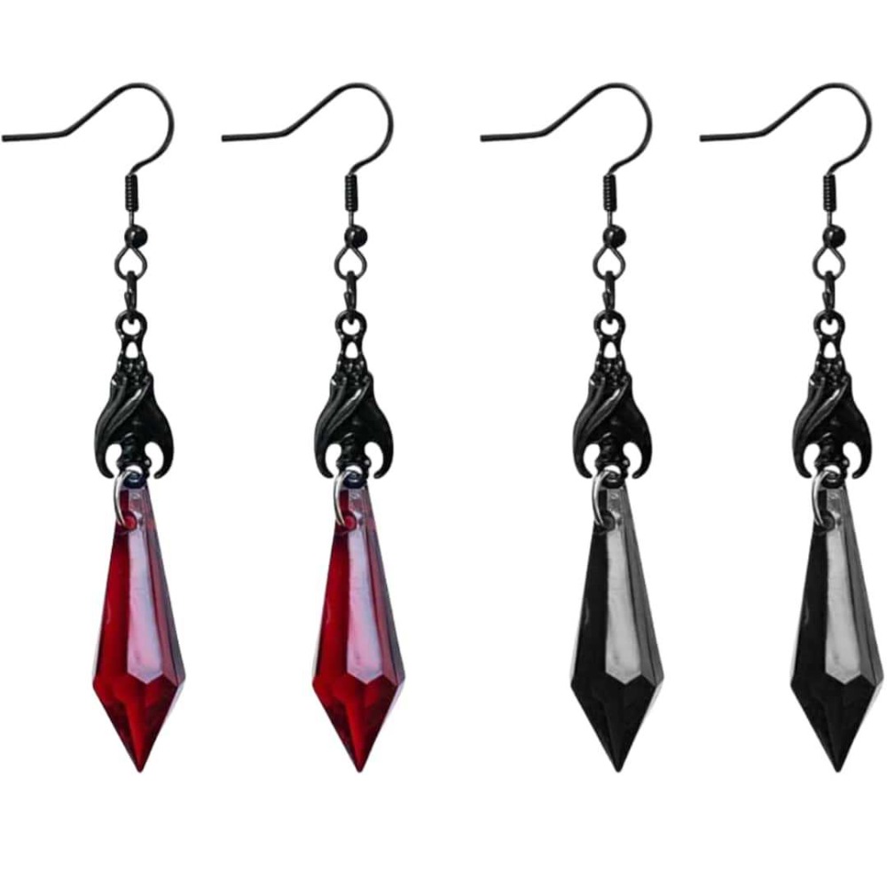 Women'S Vampire Accessories - Brincos Pendentes de Cristal Vermelho em