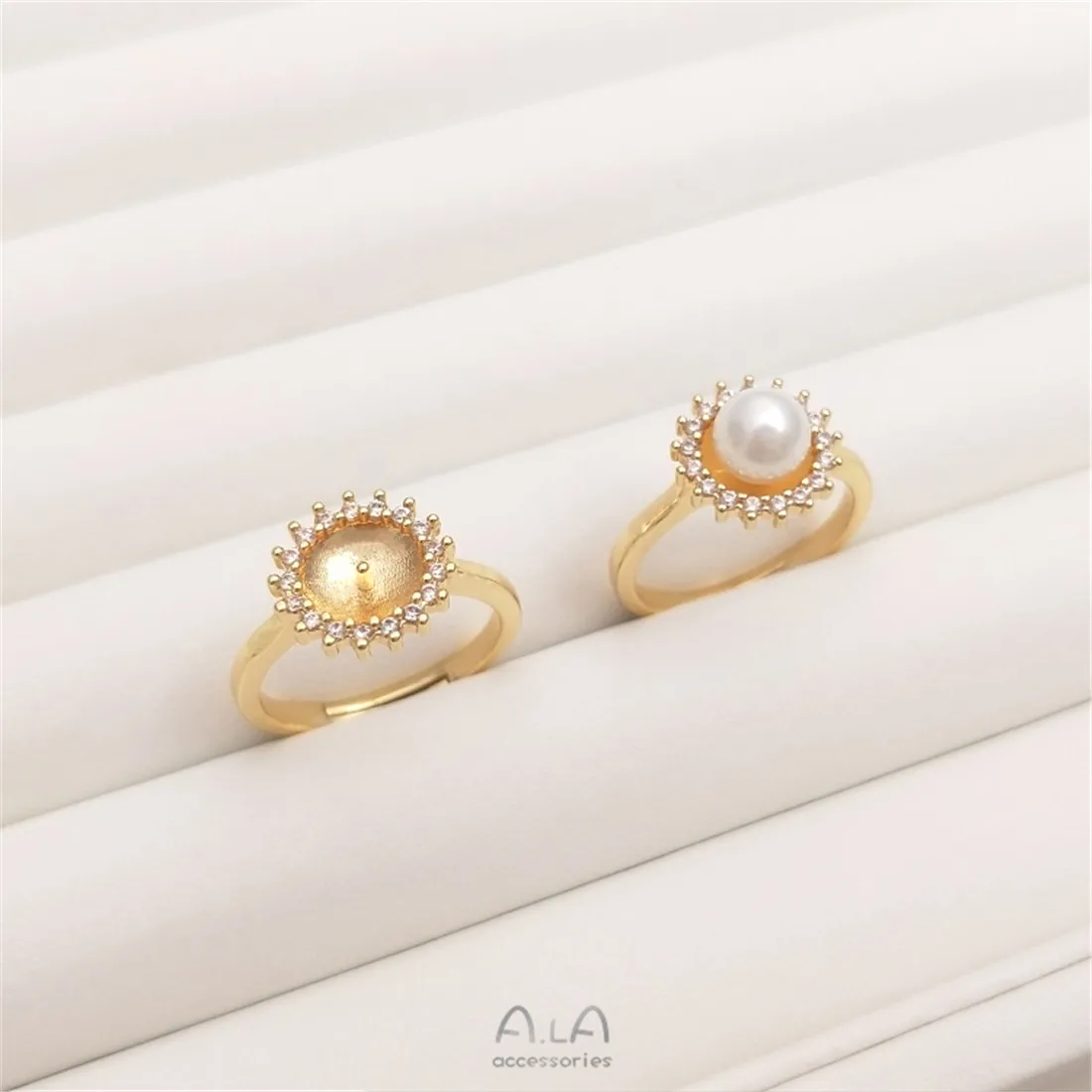 Wrap Ring Gold - Conjunto de anel de pérola de