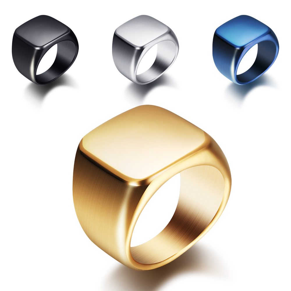 Wrap Ring Gold - Livre Gravar Nova Prata/Ouro/Preto/Azul Quadrado Grande