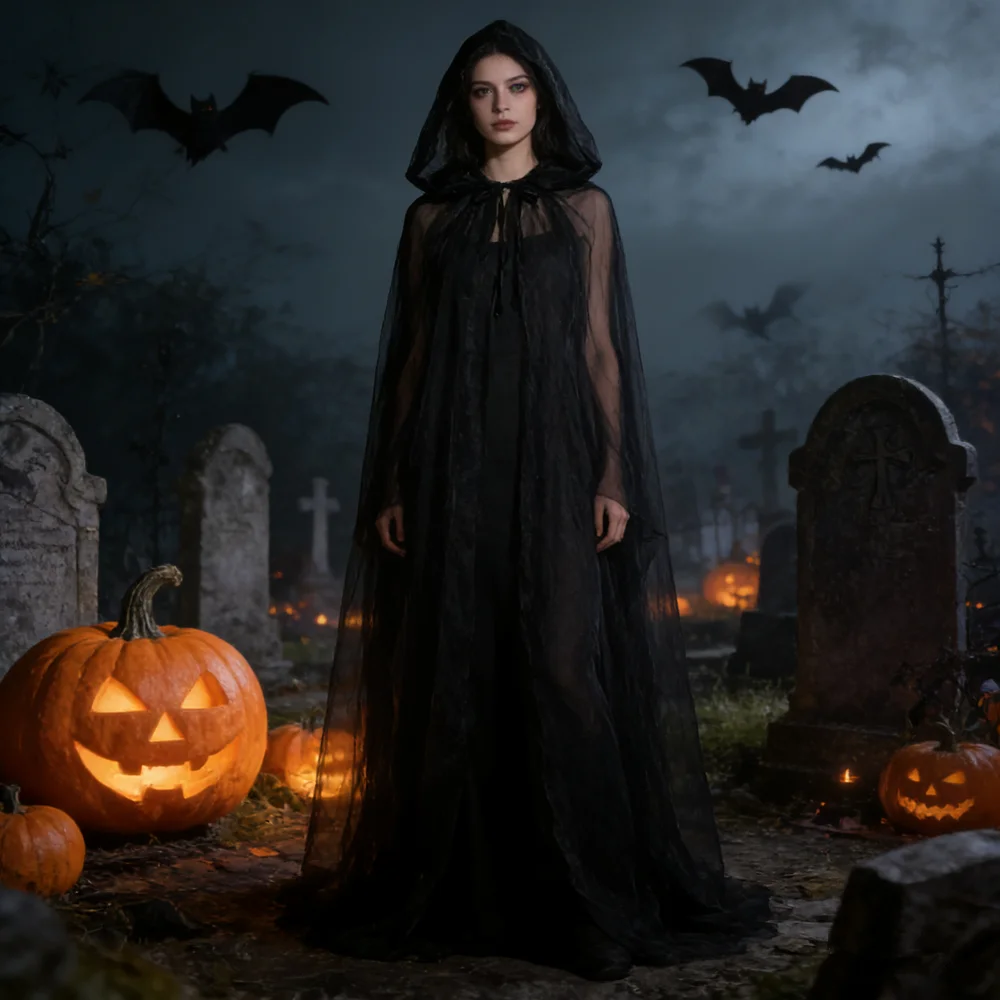 Women'S Vampire Accessories - Capa Preta de Noiva, Manto de