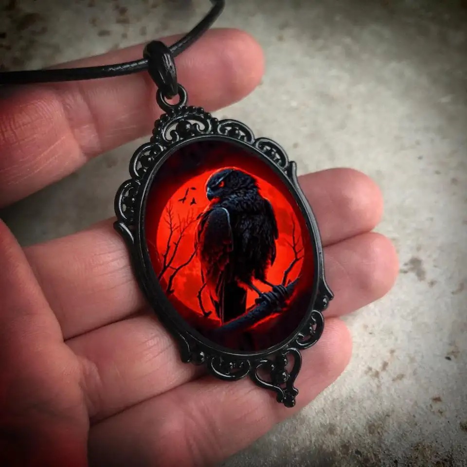 Gótico vampiro coruja cameo co - Women'S Vampire Accessories avaliação e preço